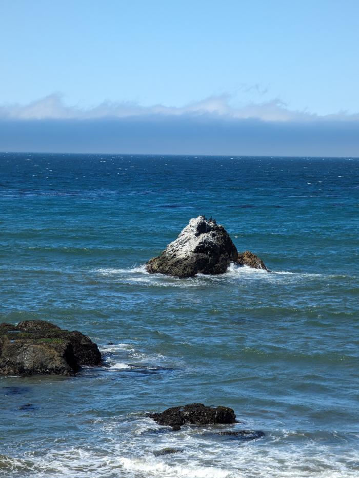 The turquoise ocean meets the blue sky 